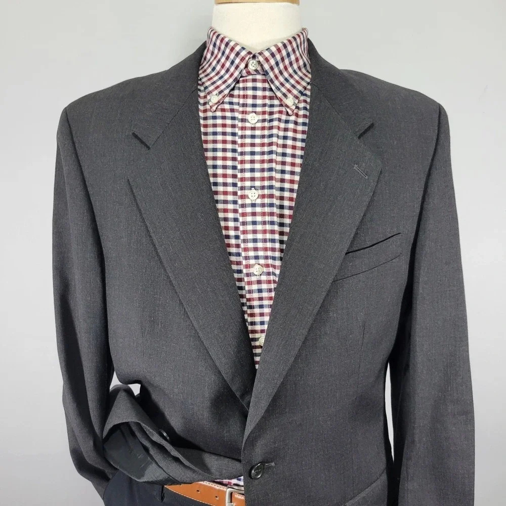 VTG Marshall Fields Men's Sport Coat Blazer Two Button Charcoal Wool Size 43L‎